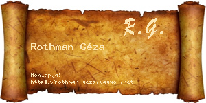 Rothman Géza névjegykártya